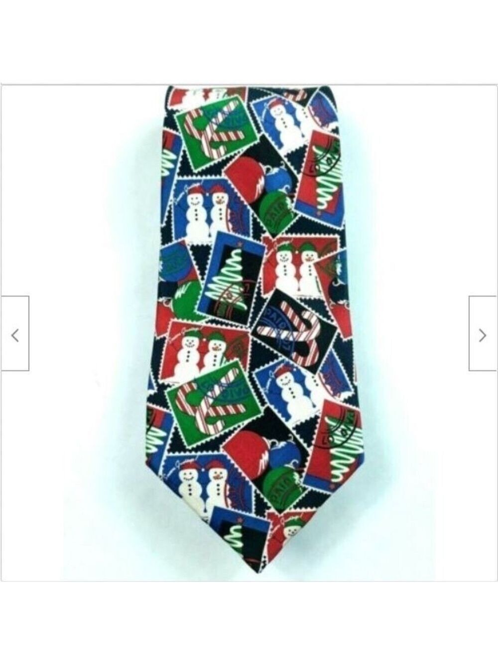 Christmas Tree Snowman Candy Cane Ornaments Necktie - Picture 4 of 6